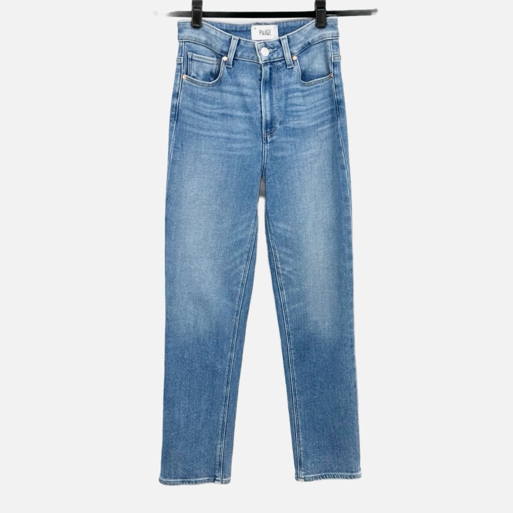 Paige Stella Crop High Waisted Straight Leg Jeans in Seawater Size 24 - Picture 4 of 15